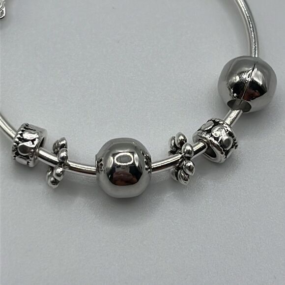 Silver-tone Shiny 6 Beads 2” Hoop Earrings - Picture 12 of 13